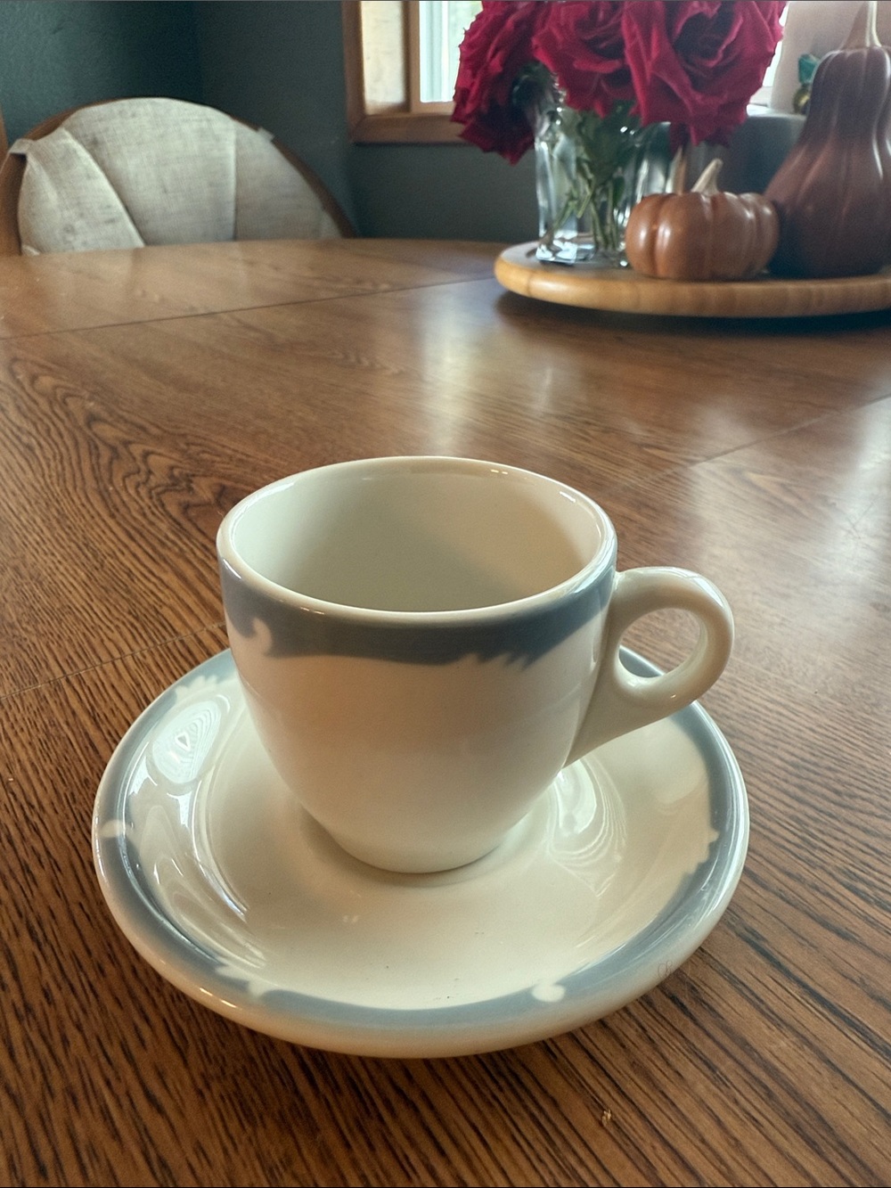 Vintage Syracuse China Restaurant Ware Blue Band Espresso Cup Saucer Set
